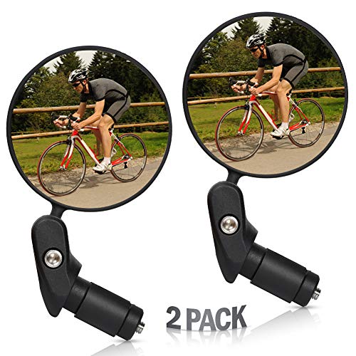 Fahrradspiegel, Fahrradlenker End Halterung, Fahrrad-Rückfahrlicht, 360 Grad Drehbar, Weitwinkel Spiegel, Blendfreies Glas, Robust und