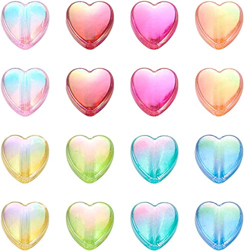 Street27® 100pcs 8mm Transparent AB Charms Heart Shape Acrylic Beads Loose Spacer Beads for Jewelry Makeing DIY Handmade Bracelet