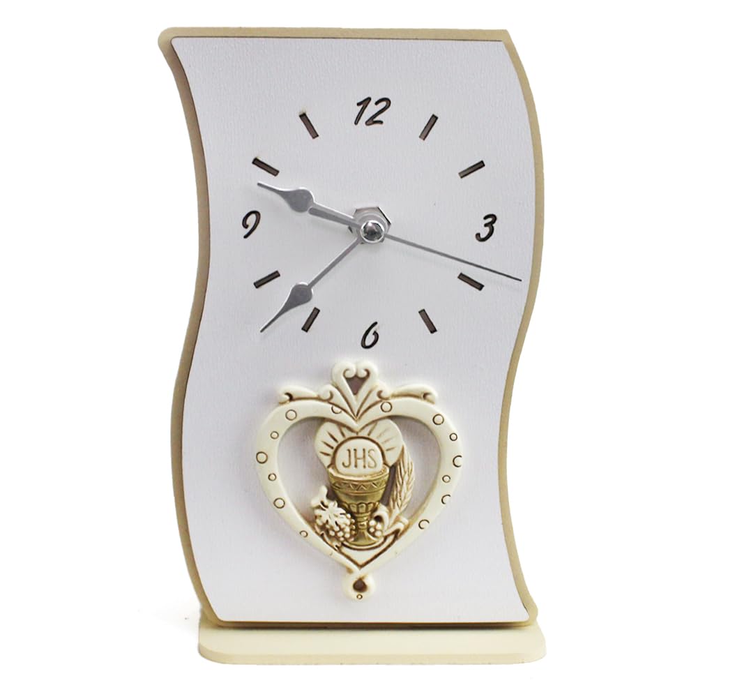 Orologio Da Tavolo In Legno A Forma Di Mappamondo DLM – Bomboniera Utile Per Prima Comunione, Fatto A Mano In Italia Con Certificato