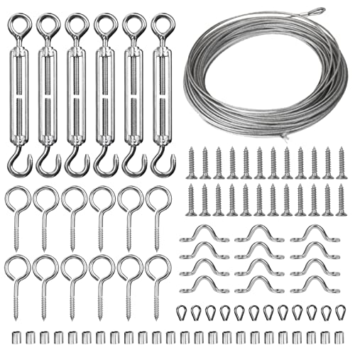 Turnbuckle Wire Tensioner and Wire Rope Kit,100FT 1/16