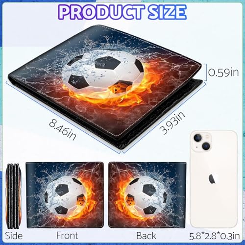 Image of Boys Wallet for Teens, Cool Kids Wallet Soccer for Boys Ages 8-10 9-12 11-15, Funny Leather Bifold Rfid Blocking, Coin Pocket Id Window for Teen Men Youth Guys Birthday Christmas Gifts