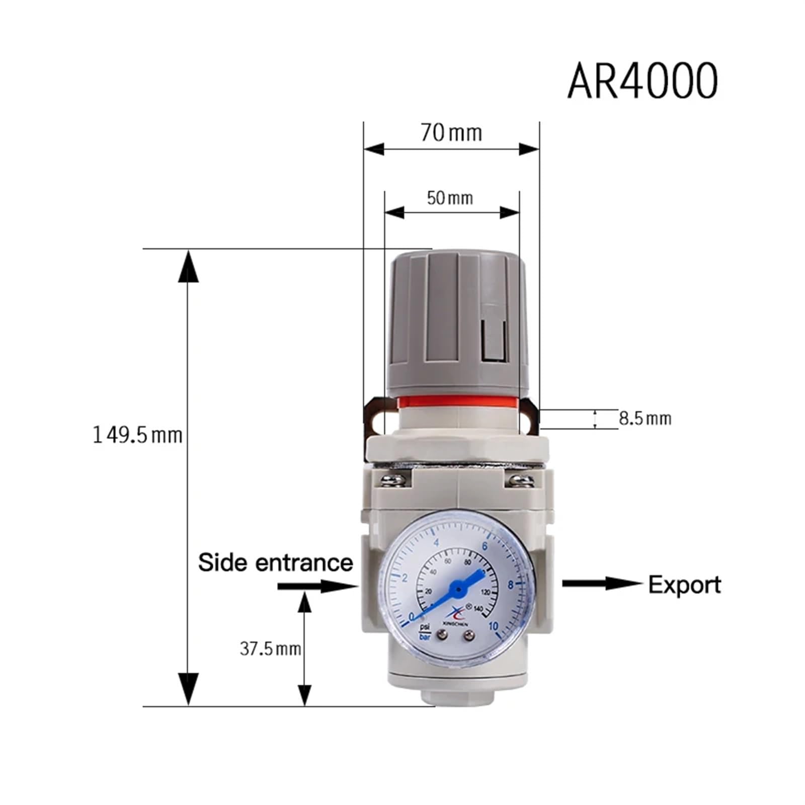 Regulador AR2000 1/4 3/8 1/2Válvula reguladora de presión AR-2000 Válvula alivio del compresor aire, procesador fuente Gas(Ar2000-02)
