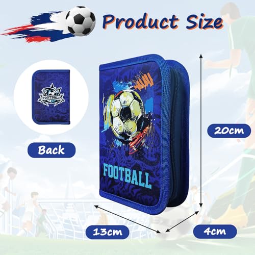 GROVBLE Federmappe Jungen,Federmäppchen für Jungen,Schüleretui,Federtasche,Federmappe für Schreibwaren,für die Schule und unterwegs,All-in-One Schuletui,hochwertige Qualität (Fussball)