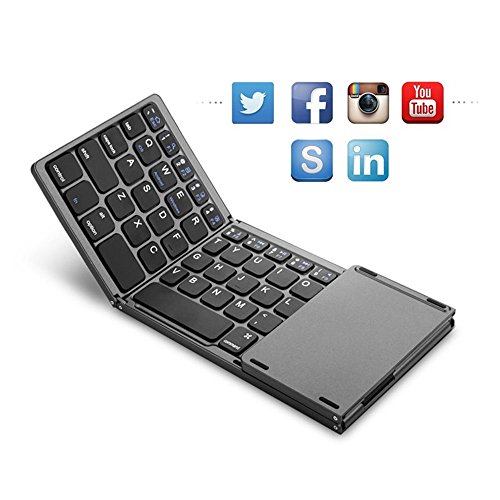 Neutral products Teclado Plegable Bluetooth Pantalla Dos Veces Teclado touchpad Wireless BT Plegable para Tablet iPad iOS/Android/Windows