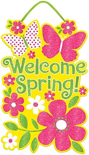 Glittery "Welcome Spring" Sign, 20"