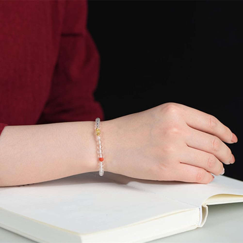 Bracciale in Quarzo Trasparente Naturale, Braccialetto in Cristallo curativo per Donne e Uomini, Braccialetto con Perline Rotonde, Braccialetto con Perline di Pietre preziose