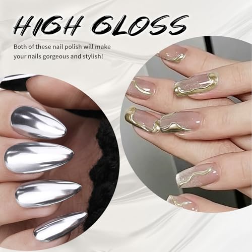Gel esmalte metálico super brillante plata y bronce 2x12ml miniatura 2