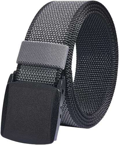 Cinto masculino casual, 2 cores em 1 tira de lona reversível com fivela de plástico YKK, cinto de te