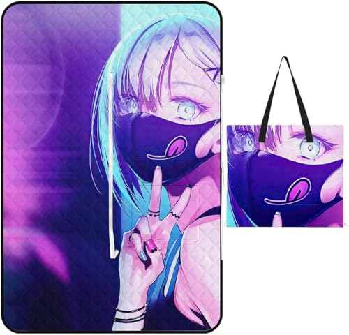 レジャーシート アニメ 可愛い ショートヘア 少女 ジッパー ピクニックシート人用 ピクニックマット 折りたたみ 防湿 コンパクト収納 おしゃれ 遠足 運動会 お花見 軽量 薄型 コンパクト収納 携帯便利 多用途 150x100cm