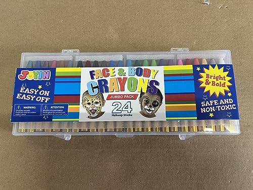 JOYIN 24 Colors Face Paint Safe & Non-Toxic Face and Body Crayons (Large Size 3 inch) Ultimate Party Pack Including 6 Metallic Colors for Birthday Toy Makeup Party Suppiles, Gifts for Kids Girls Boys - Image 3