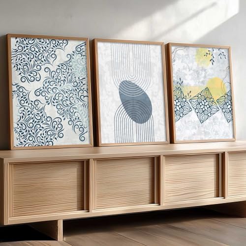 Image of HOTHOUSE Abstract Art Decorative Wall Art Print With Frame Abstract Paintings For Living Room Bed Room Hotel Wall Decor Digital Reprint Set of 3 (13X17 inch)