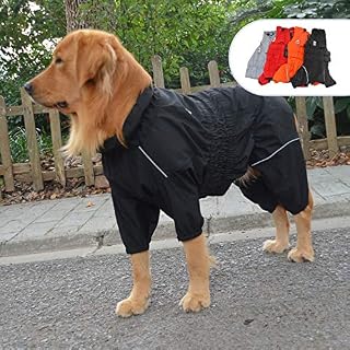 Dogs Waterproof Jacket, Lightweight Waterproof Jacket Reflective Safety Dog Raincoat Windproof Snow-proof Dog Vest for Small Medium Large Dogs Black XXL