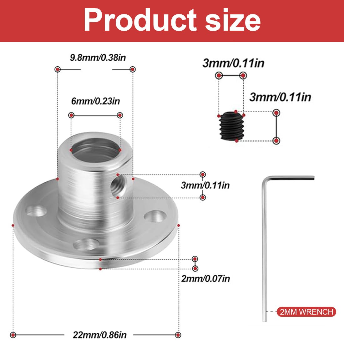 4 Flange di accoppiamento, Modello con Guida Rigida, 6 mm, raccordi per Albero/ASSE, per Fai da Te e Motori di modellini radiocomandat