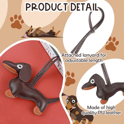 AHQiZFX Dackel-Schlüsselanhänger Aus Leder - Glücksbringer Hund Anhänger - Geschenk für Frauen Und Männer - Braun