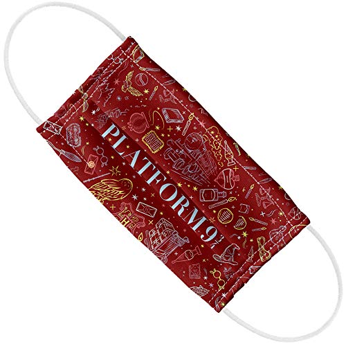 Popfunk Harry Potter Platform 9 3/4 Icons Pattern 1-Ply Reusable Face Mask Covering with Adjustable Nose Wire, Unisex