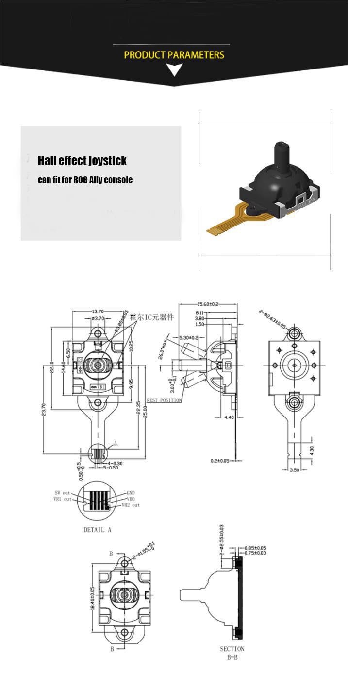 2 joystick de repuesto para consola Rog Ally con efecto Hall
