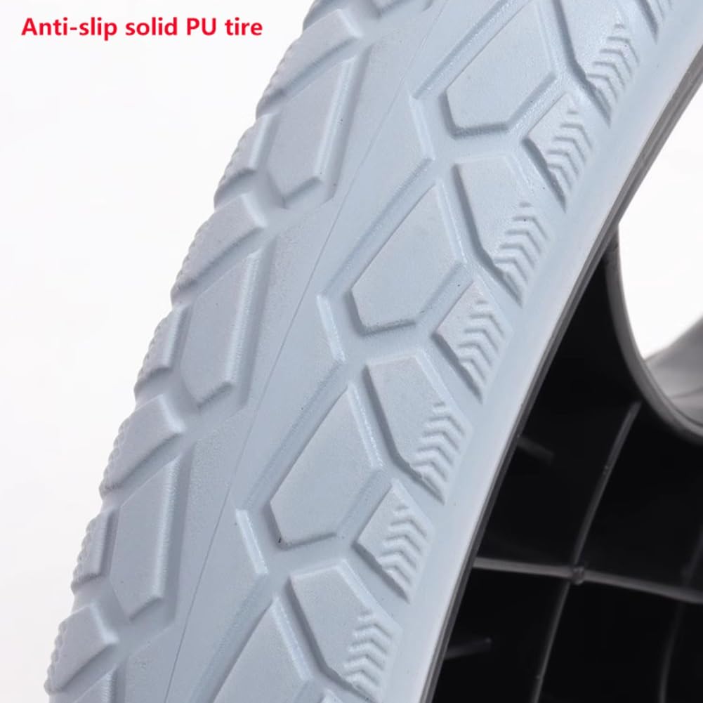 12 Calowy Ręczny Tylny Zestaw Kół do Wózka Inwalidzkiego, Opona Solidne PU 12x1,75, Wymiana Koła Wózka Inwalidzkiego, Łożysko: 12 mm(Noir)