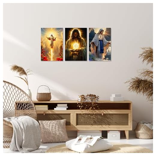 1Set/3pcs Sacred Light Triptych - Radiant Holy Figures in Celestial Art Style, 8x12 Inches, Unframed