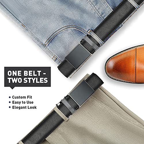 Men's Belt, Leather Ratchet Belt For Men's Dress 3.0cm,1 1/8" Size Adjusted Automatic Buckle4