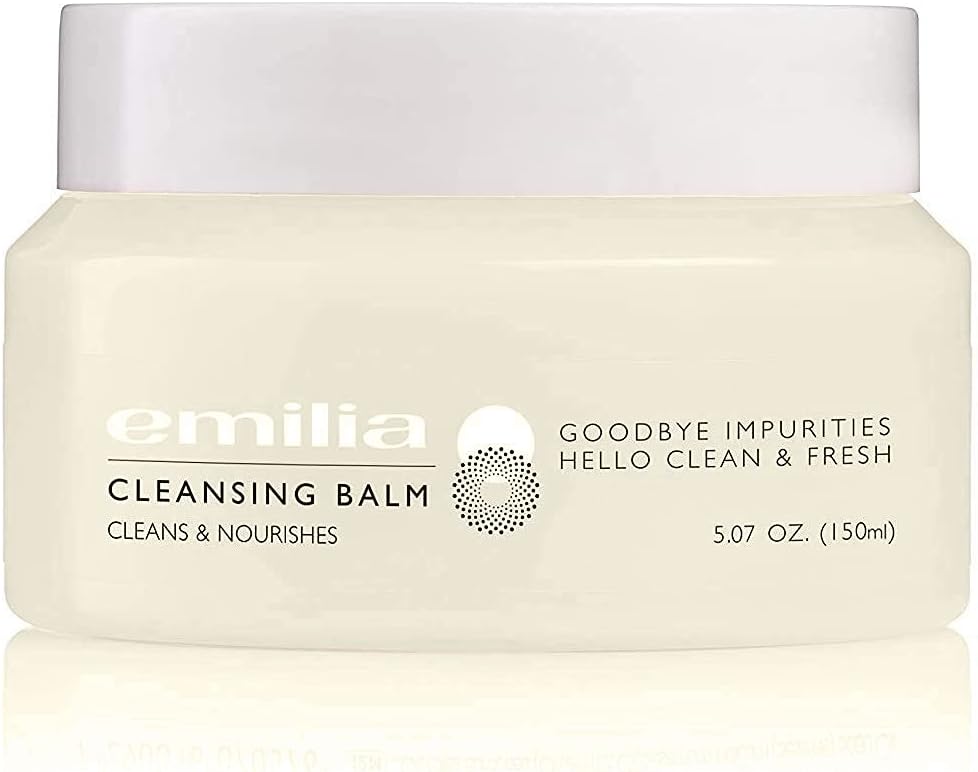 Emilia Facial Cleansing Balm– Anti Aging Makeup Cleanser With Red Algae, Jojoba, Olive, Almond, and Sesame Oil - Removes Makeup And Impurities– Paraben, SLS And Fragrance-Free Skin Care- 5.07 fl oz