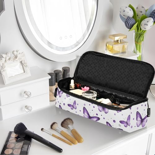 Bolsa de viaje y tapete resistente al calor Purple Butterflies Dots Marble para planchas, rizadores y accesorios de cuidado capilar miniatura 7