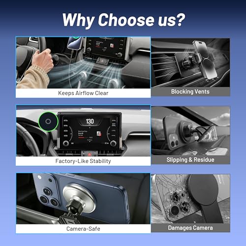 Image of Car Phone Holder for Toyota RAV4 (2019-2024 2025,7 /8inch),MagSafe Car Mount Charger,Magnetic Phone Holder,15W Wireless Charging,Screen Phone Holder,360 & Hands Free,2023 RAV-4 Interior Accessories