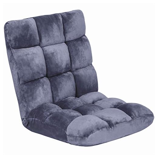 Best Choice Products 14-Position Memory Foam Folding Adjustable Gaming Floor Sofa Chair for Living Room, Bedroom, Lilac Gray
