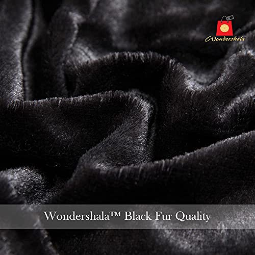 Image of Black Square Cushion Cover Fur Pillow Cases Set of 2 with Zipper 12x12 inch / 30cm x 30cm
