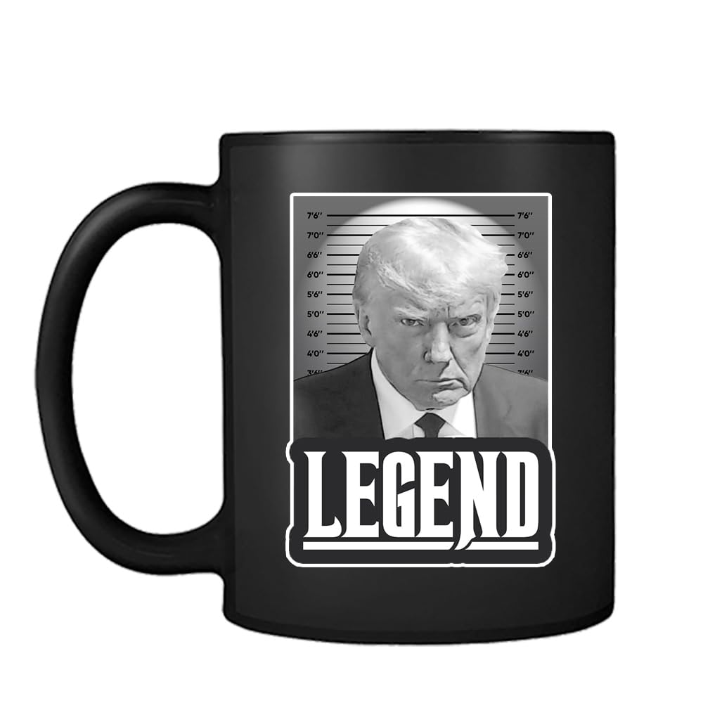 Getagift Legend - Trump Mug Shot, Office Gift, Black Satin Cup/Mug.