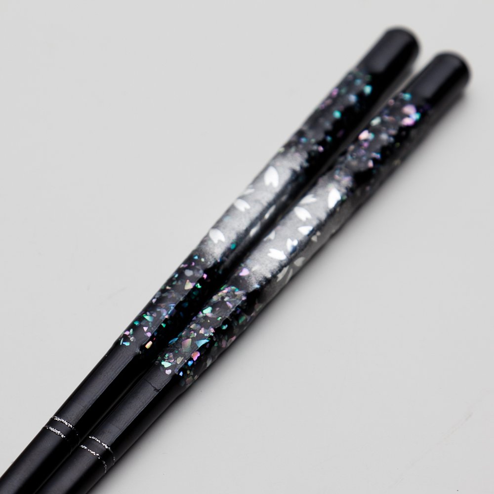Miyoshi Wakasa Nuri Chopsticks Tenmaru Shell Sakura Black 9.1in Japan