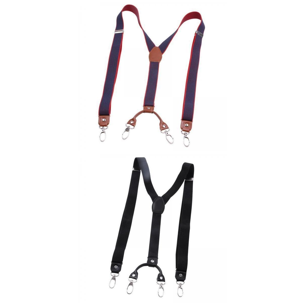 2pcs Mens Suspenders Adjustable Heavy Duty Elastic Straps Blue Black-image-19