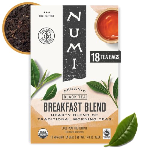 Numi Organic Breakfast Blend Tea | 18 Black Tea Bags | Assam, Ceylon & Darjeeling Black Teas | Caffeinated