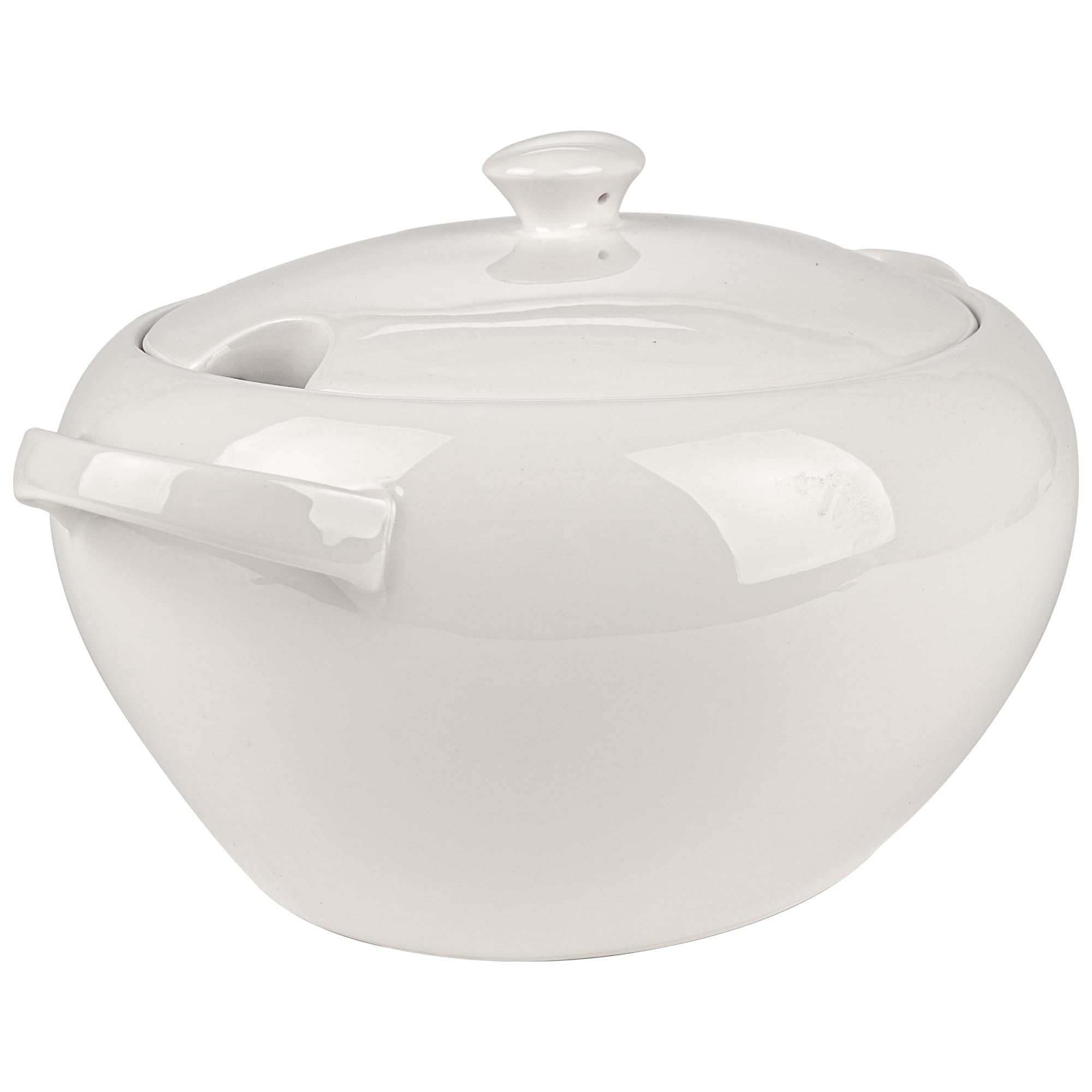 Suppenterrine Porzellan mit Deckel - 3.1L - Weiss Suppenschüssel Groß - Modern Servierschüssel - Soup Terrine - Suppentopf - Suppen Serviertopf - Ideal für Weihnachten - Weißwursttopf