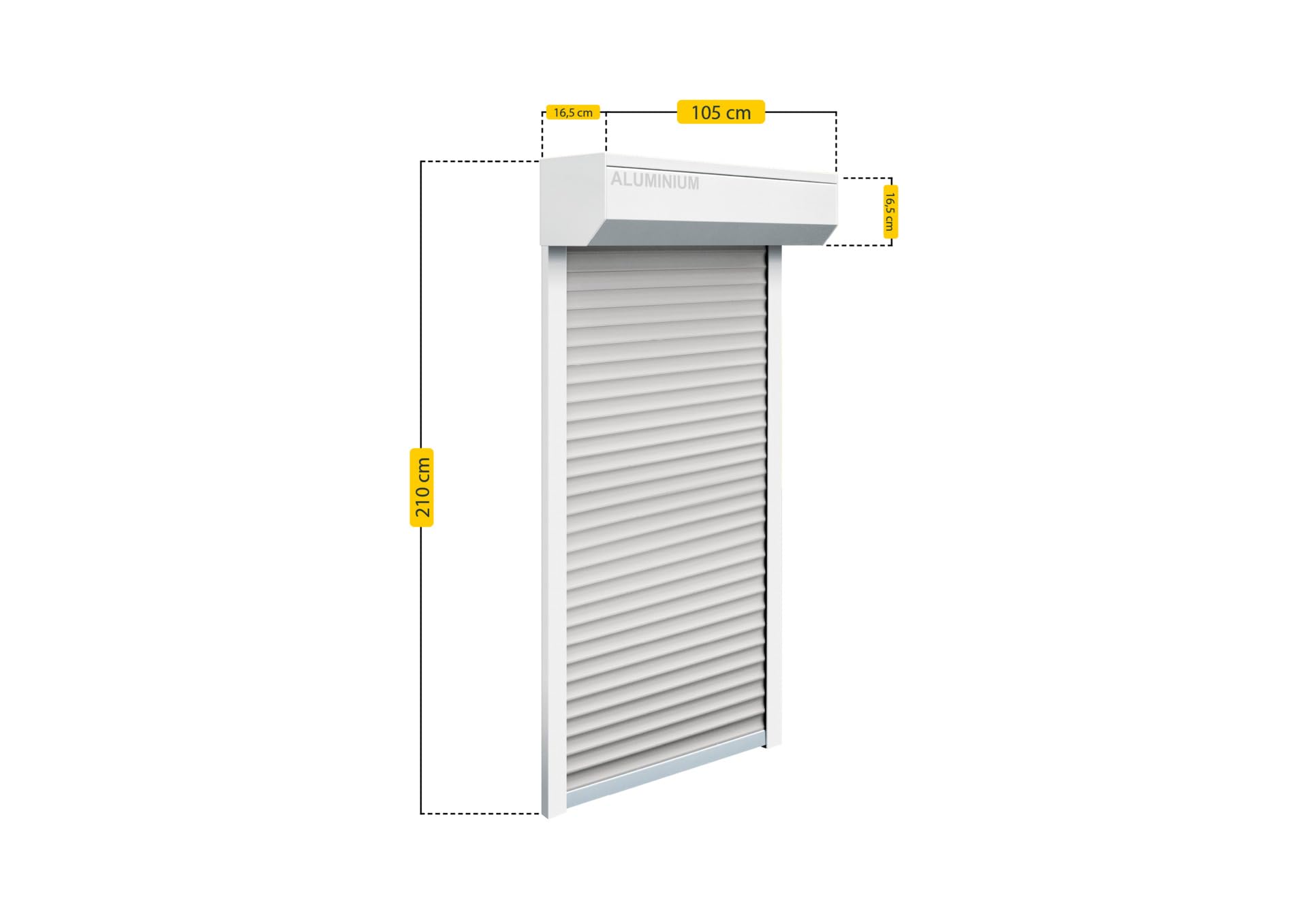 Schellenberg 39071 Ensemble de volets roulants avant pour fenêtre, système de volets roulants Mini, 105 x 210 cm, blanc/gris, volet roulant extérieur 45° en boîte en aluminium, y compris les rails de
