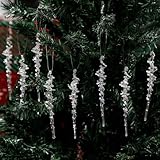 ANCADN 30pcs Acrylic Clear Icicles Ornaments Christmas Tree Decorations Pendant Icicle Christmas Hanging Decoration for Christmas Tree DIY Decorations Pendant Bulk(ab)
