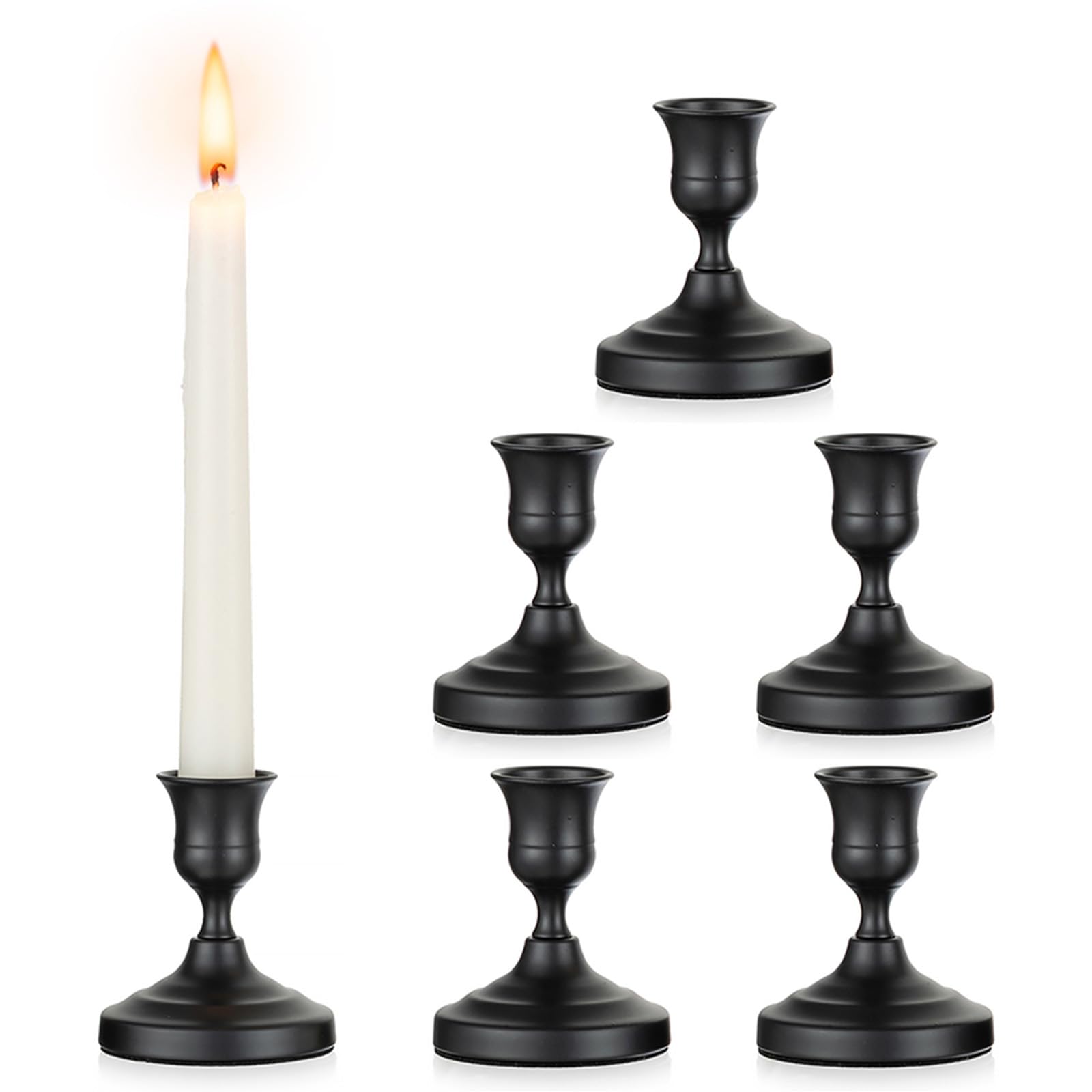 Inweder Candle Holders for Halloween: 6 Pcs Black Small Candlestick Holder — image 1