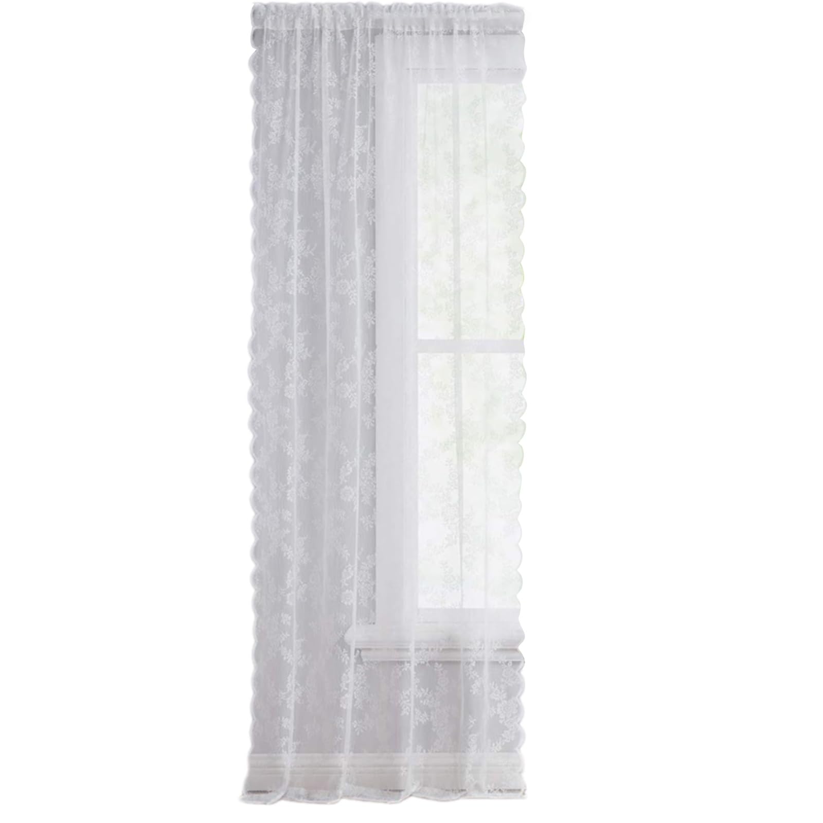Tsophreniq Color Lace Sheer Window Curtain Knitted Sheer Window Drape for Privacy Protections in Homes and Hotels White Lace
