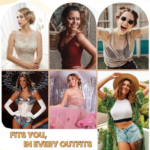 Nimiah Thick Padded Adhesive Bra, Invisible Push up Sticky Bra Add Cup Size Instantly for Women Wedding Dress4