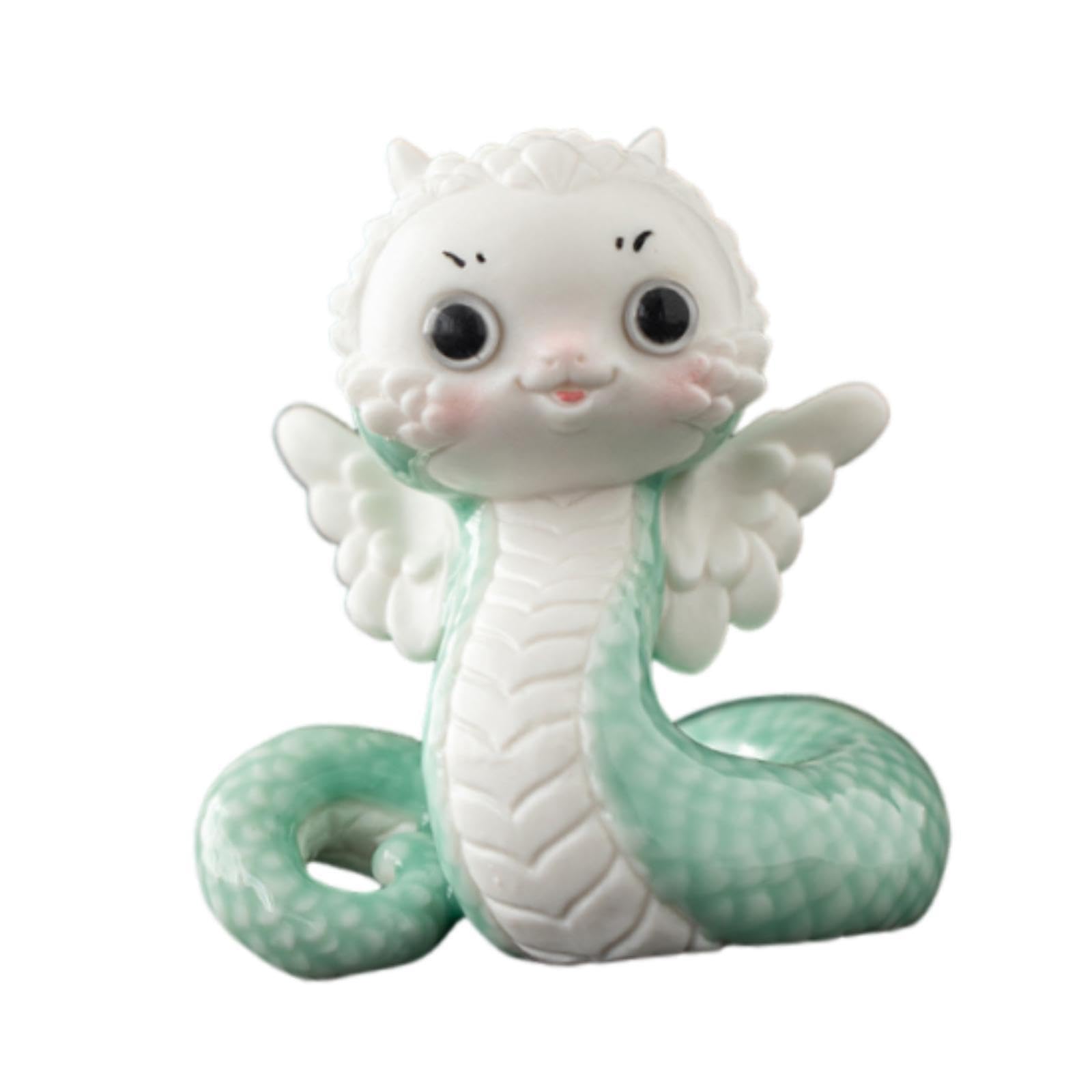 Alcxazs Green 2025 Chinese New Year Cartoon Snake Statue, 8.5X7.5x10.2cm