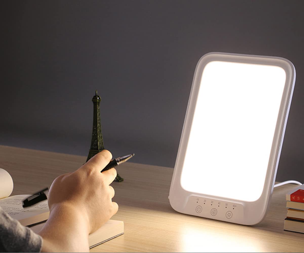 Lampe SAD, 44100Lux Lampe De Luminothérapie, Avec 3 Modes De Couleur & 2912K-6345K, 5 Niveaux De Luminosité, 6 Fonction De Minuterie, Contrôle Tactile Support Pliant,Blanc