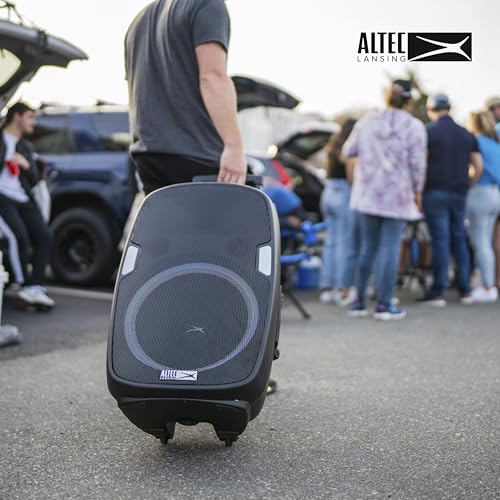 Image of Altec Lansing - Bluetooth Speaker, Wireless Trolley with Microphone, Rechargeable Party Speaker with LED Lights, Karaoke DJ Input and USB Charger