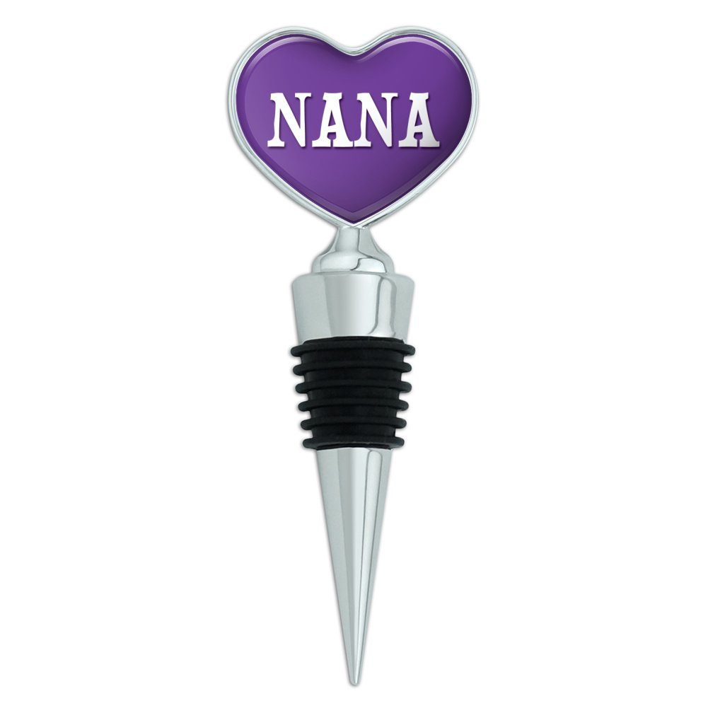 Heart Love Wine Bottle Stopper Names Female Na-Ne - Nana - Purple