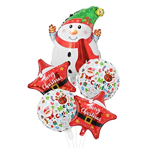 MFBis 5Pcs/Set Christmas Foil Balloons Santa Snowman Xmas Tree Kids Toy New Year Party Home Decoration Supplies Helium Globos Navidad,Set7