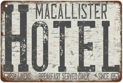 Hotel Sign Modern Farmhouse Decor Canvas Wall Art Antique Guest Room Vintage Gifts Bedroom Retro Metal Tin For Home Coffee 8x12 Inch