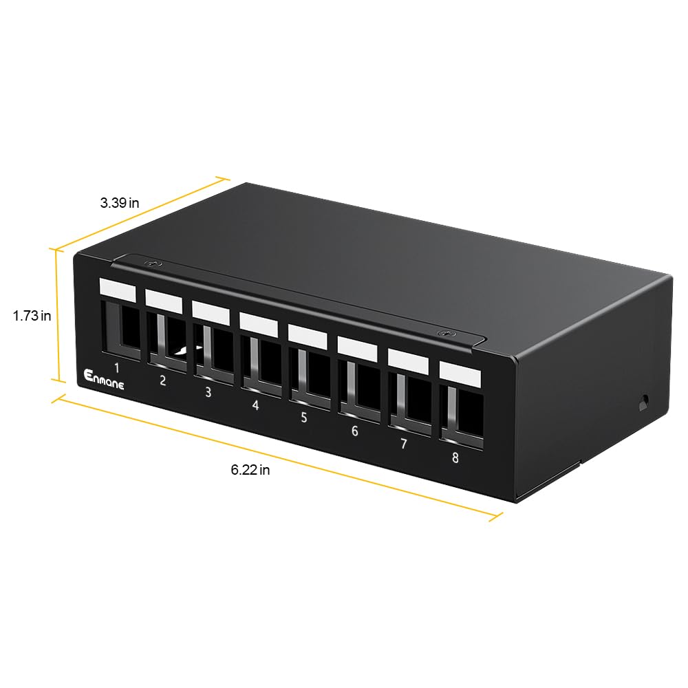 Panneau de brassage 8 ports blindé compatible avec LC/SC/ST/FC/USB/HDMI Keystone Jack pour support de bureau Boîtier de terminaison Ethernet domestique