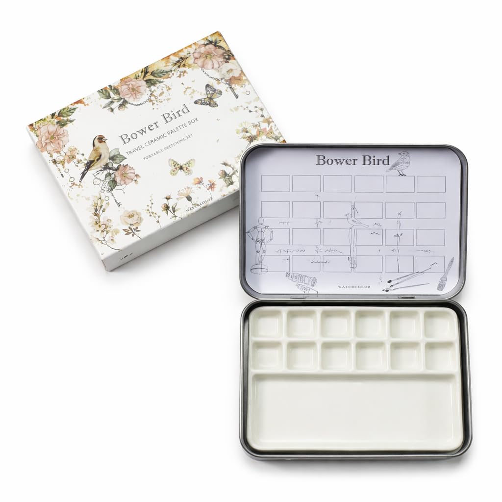 Amazon.co.jp: Bower Bird Travel セラミック水彩パレット 12ウェル 