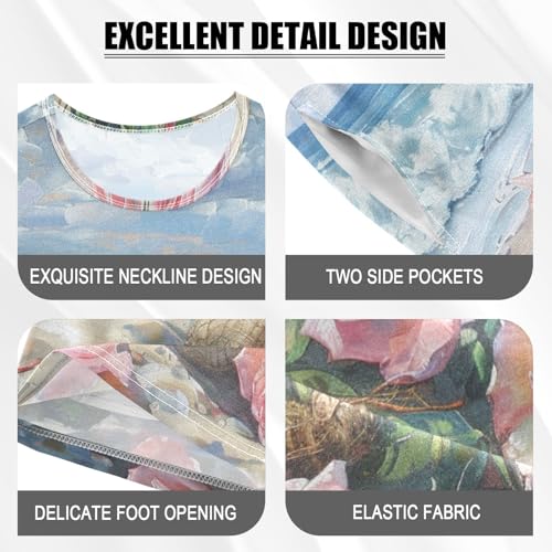 ALAZA Roses on The Summer Beach Pajama Set Short Sleeve Sleepwear Soft Lounge Nightwear4