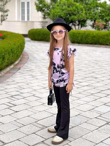 Image of Arshiner Girls T Shirts Ruffle Short Sleeve Ruched Knot Side Tunic Blouse Summer Tee Tops