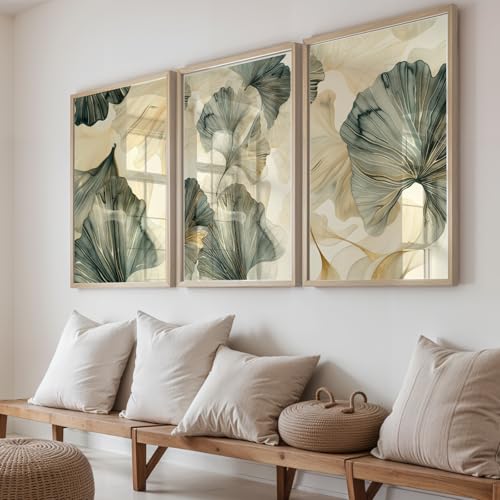 Image of NoWorries Modern Portrait Art & London Floral Wall Frames Paintings | Chelsea & Covent Garden Botanical 300 GSM Premium Prints | Stylish Home Decor for Living Room, Office & Bedroom | Synthetic Wooden Wall Art Frames (Set of-3) (NATURAL, ART-5, 10X13INCHES)