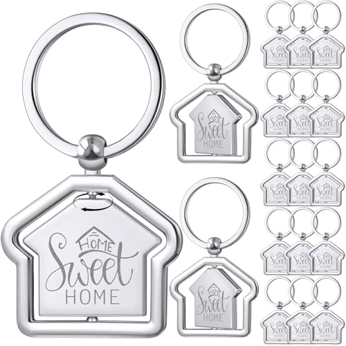 Image of Sweet Home Keychain Estate Agent Gifts | New Home Keychains Bulk Housewarming Gifts for Guests House Shaped Keychain Estate Agent Supplies Housekeeping Party Favors